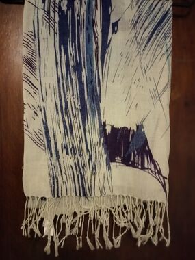 NWOT Rikka 100% Wool Art Print Scarf / Shawl – Mint Green & Purple